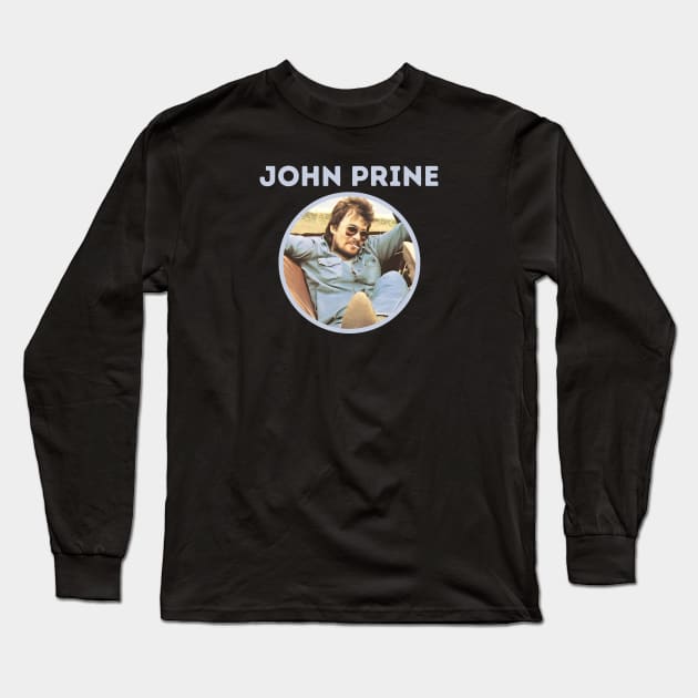 john prine || bright blue Long Sleeve T-Shirt by claudia awes